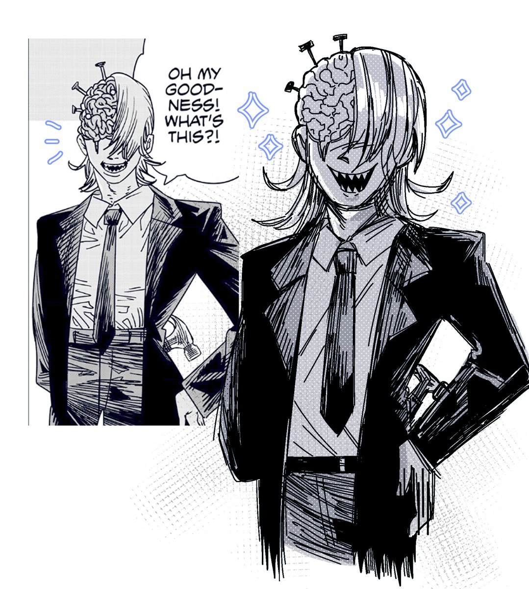 rhiimera's tweet image. throwback to my old csm fanart 💔 #chainsawman