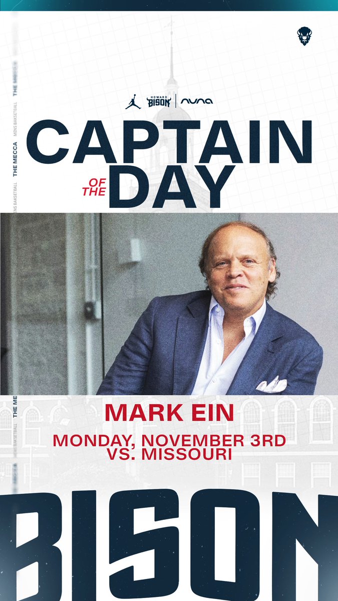 HUMensBB's tweet photo. Tonight’s Captain of the Day is Mark Ein!

@Markein is one of the most impactful sports business leaders in the DMV. He is the Chairman of the Mubadala Citi DC Open, part-owner of the Washington Commanders and Baltimore Orioles, and former owner of the Washington Kastles Team Tennis organization where they won a league record 6 championships.

He has received numerous honors for his work in sports including a key to the city of Washington in 2009, induction into the USTA Mid-Atlantic Hall of Fame in 2012, and Outstanding Public Service in Professional Sports award from the Jefferson Foundation in 2013.

#dreamfactory🦬🔵🔴 
#howarduniversity