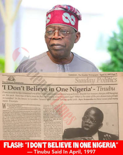 ChijinduLeonard's tweet image. This fraud Bola Ahmed Tinubu doesn't believe in one Nigeria until now. This is hypocrisy at the highest order. Bayorobe and munafrci n'a 5&amp;amp;6. Munafuki kowai...