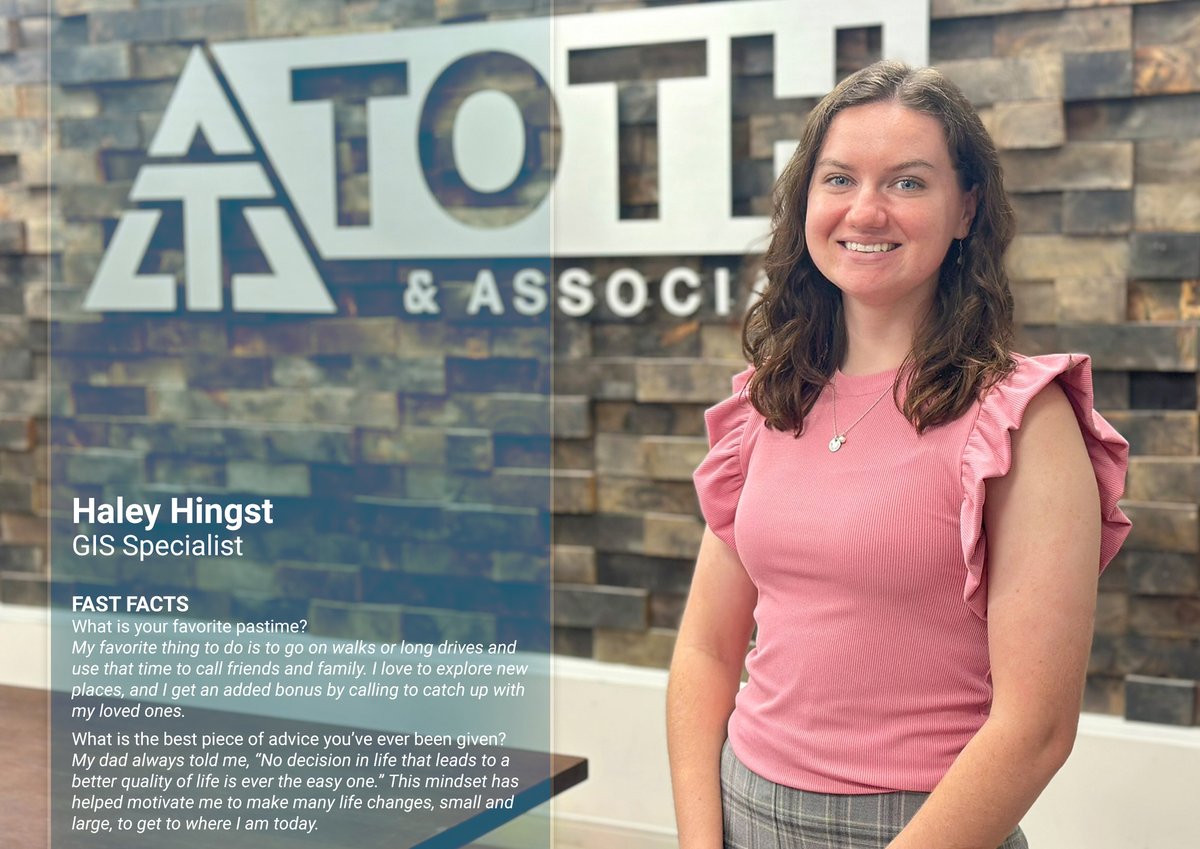 TothAssoc's tweet image. TOTH welcomes Haley Hingst to the team as a GIS Specialist in our #GIS Department.

#Engineering #Hiring #StrongerCommunities
