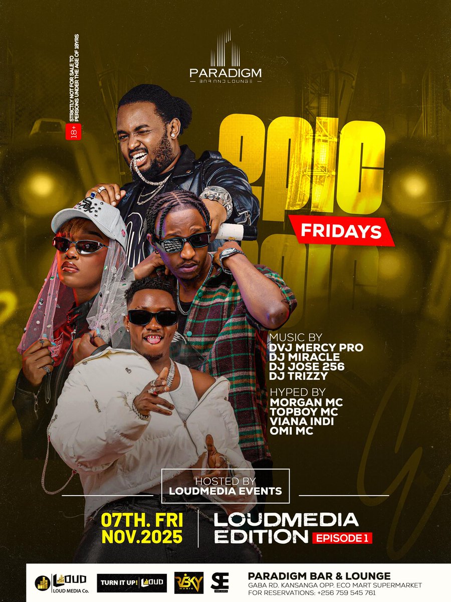 nimipamela0's tweet image. This Friday, we turn the volume all the way up @Paradigmkla

#ParadigmEpicFridays
returns bigger, louder, and wilder with the LOUDMEDIA Edition 

Expect pure energy, crazy sets, and nonstop vibes all night 
#LoudmediaEdition
