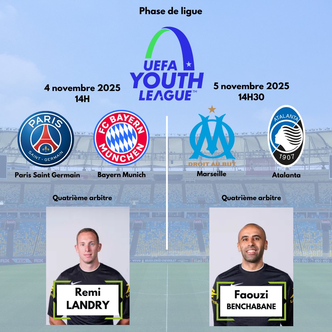 ⭕️UEFA Youth League

⚽️Les arbitres désignés

🖥️Retrouvez toute l'actualité des arbitres d'élite français sur notre site web en description du compte #arbitrage #uefayouthleague