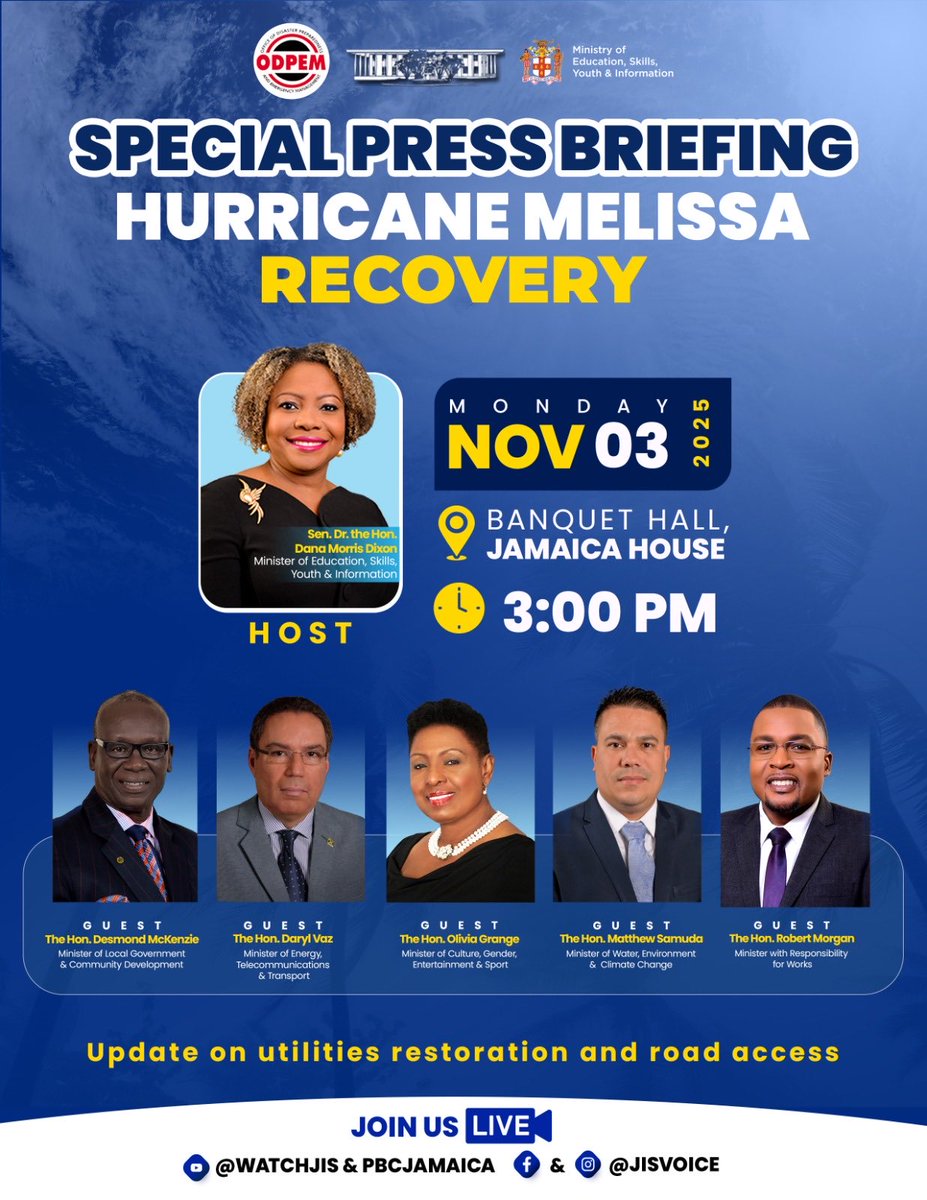 Tune in 3 p.m. for the latest updates on #HurricaneMelissaRecovery