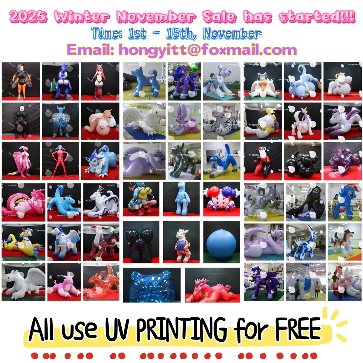 🔥Winter BiG Sale already start, stock inflatables/custom inflatables welcome to order^^
😉We have the lists, welcome to email Abby 💌hongyitt@foxmail.com to get them for checking.

#bigsale #inflatable