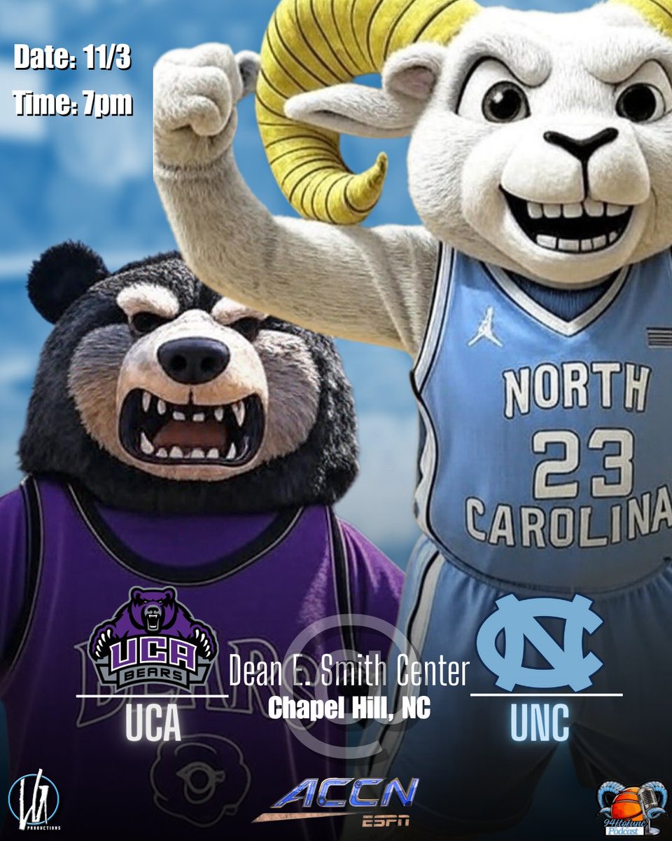 94ftofunc's tweet image. It&apos;s Gameday
🏀 Game: Central Arkansas @ #25 UNC
📍Location: Chapel Hill, NC
⏰️ Time: 7:00pm
🗓 Date: 11/3/25
📺 Network: ACCN
🏟 Arena: Dean Smith Center