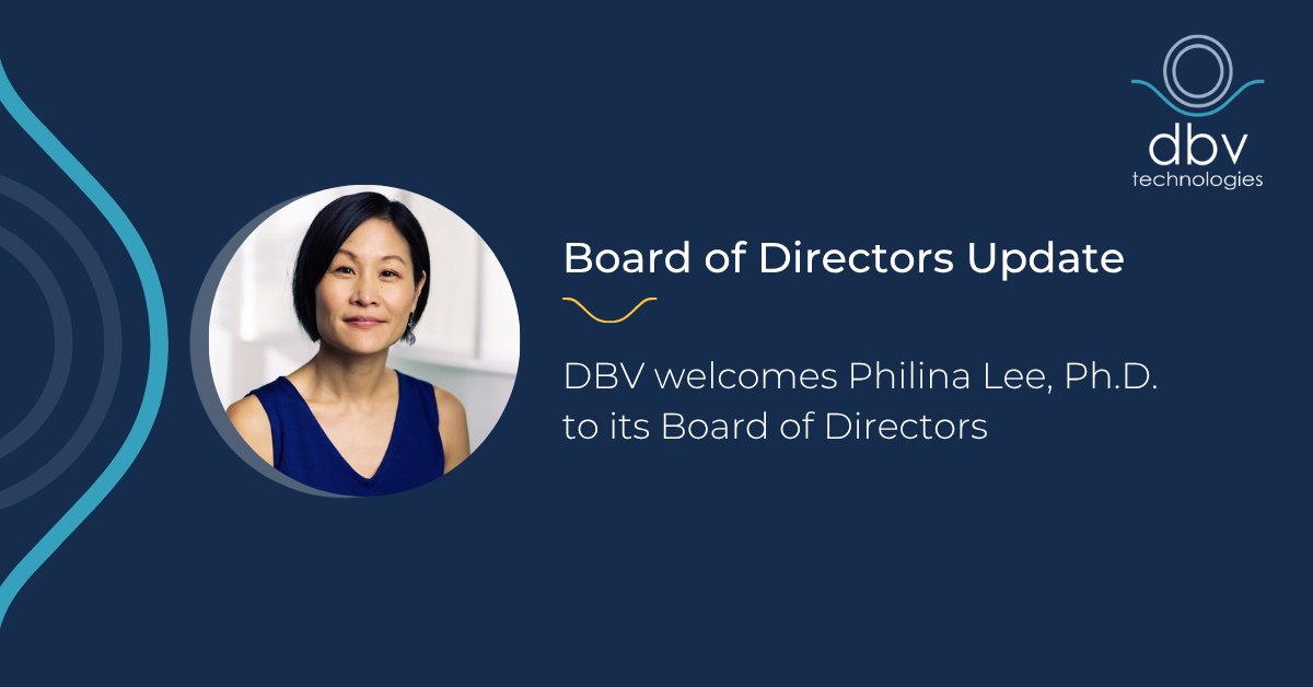 We’re thrilled to announce the appointment of Philina Lee to our Board of Directors. Her proven record of leading high-growth organizations through commercialization is invaluable at this stage of DBV’s evolution. 

Learn more about Philina here: bit.ly/4hI9Cfd