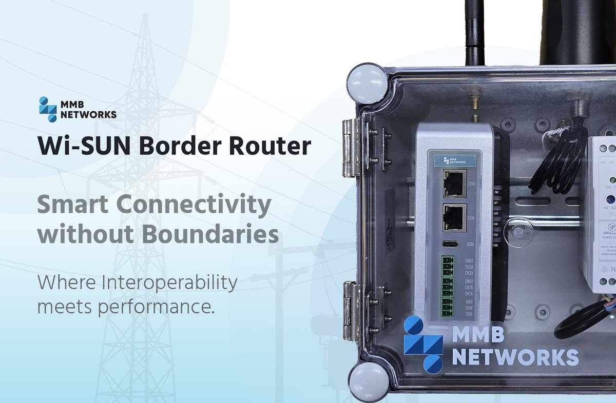Built for reliability, scalability, and interoperability, MMB’s Wi-SUN Border Router is the bridge that brings your smart energy network to life.

With open standards at its core, it’s ready to grow with your deployment and ensure you’re future proofed.

#WiSUN #SmartGrid