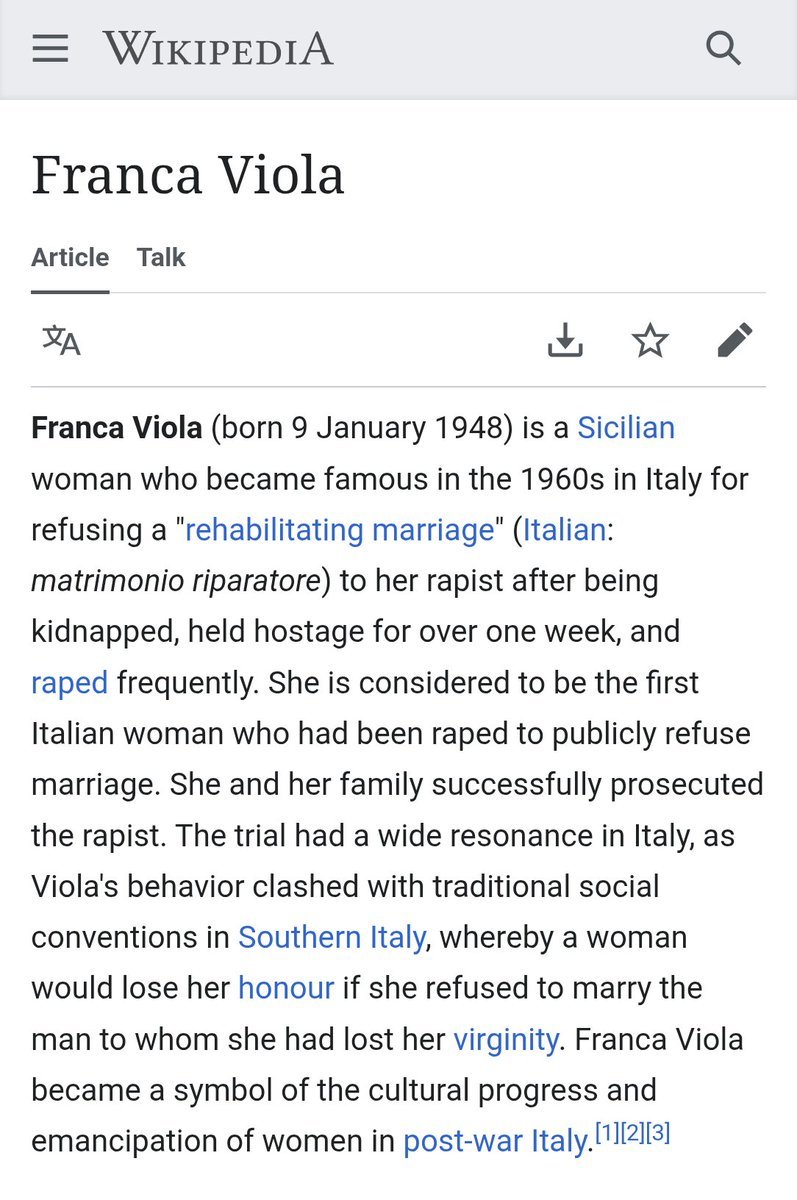 Rjrasva's tweet photo. https://t.co/9ER1mxPGiF
A European tale as old as time

In Italy Law 544 abolished in 1981, France in 1994, Denmark in 2013. India after 1947 didn't have a law for reparatory marriage though socially it was/is practiced as in many pre-industrial societies including Europe https://t.co/q29QVevQz7