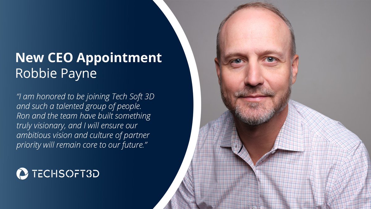TechSoft3D's tweet image. We’re excited to share that, effective today, November 3rd, Robbie Payne will succeed Tech Soft 3D founder Ron Fritz as CEO. 

👉 Read the full press release:  hubs.ly/Q03R7TSv0