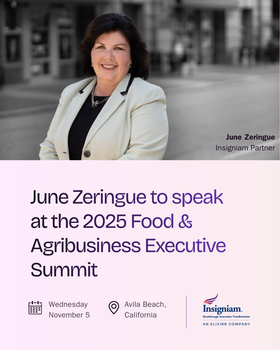 We’re pleased to share that partner June Zeringue will be speaking at the 2025 Food &amp; Agribusiness Executive Summit presented by AGR Partners this week!

Learn more: okt.to/RqFhfw