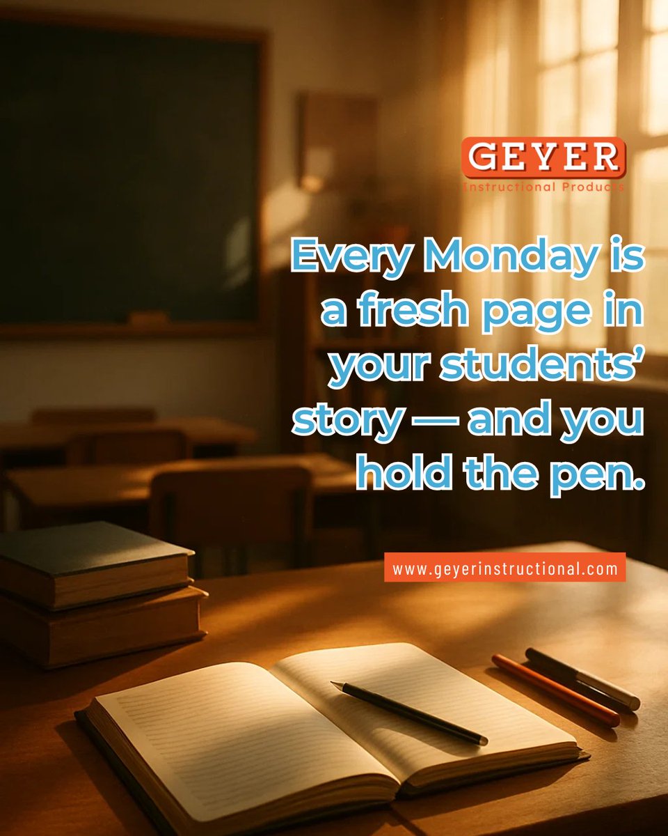 GeyerClassroom's tweet image. Every Monday is a fresh page in your students’ story — and you hold the pen. ✏️

Fill it with kindness, curiosity, and courage. The lessons you write today become their inspiration for tomorrow. 🌟 ~ geyerinstructional.com

#MondayMotivation #InspireLearning #TeacherLife #geyer