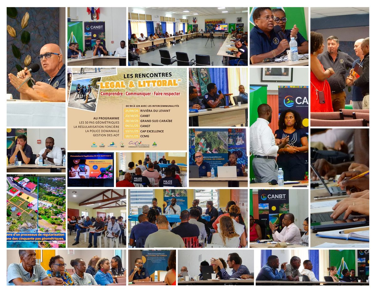 Les rencontres pro “Légal &amp; Littoral”  :
Comprendre, faire connaître et faire respecter les règles qui encadrent l’usage des 50 pas géométriques.
#LittoralGuadeloupe #pouvoirdepolicelittoral #régularisation #Autorisationoccupationtemporaire #50PasGéométriques