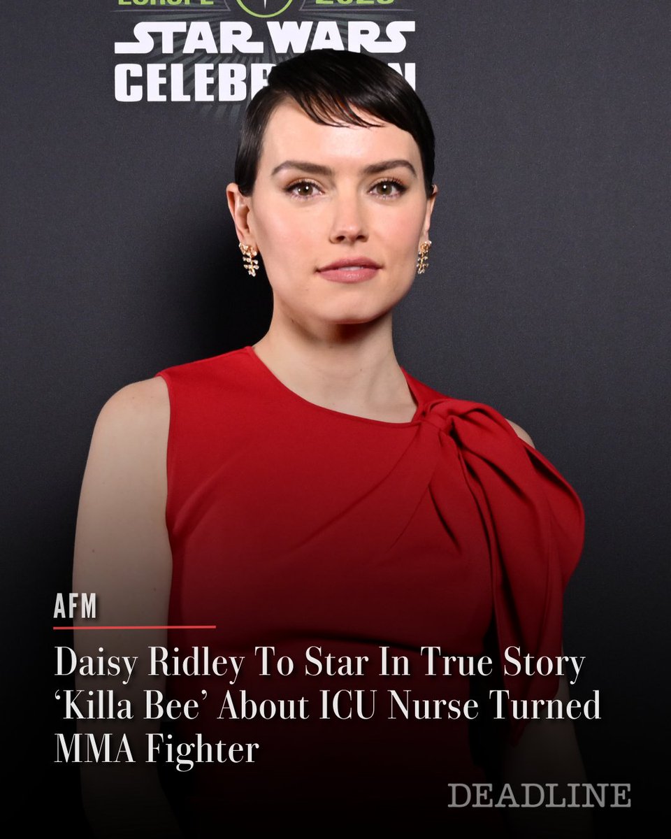 DEADLINE's tweet image. EXCLUSIVE: 'Star Wars' alum Daisy Ridley is set to star in the true story of an ICU nurse who became a ferocious MMA fighter.

'Killa Bee' will tell the story of Bryony Tyrell, a mother of two with a master’s degree in nursing and a degree in molecular biology who worked on the…