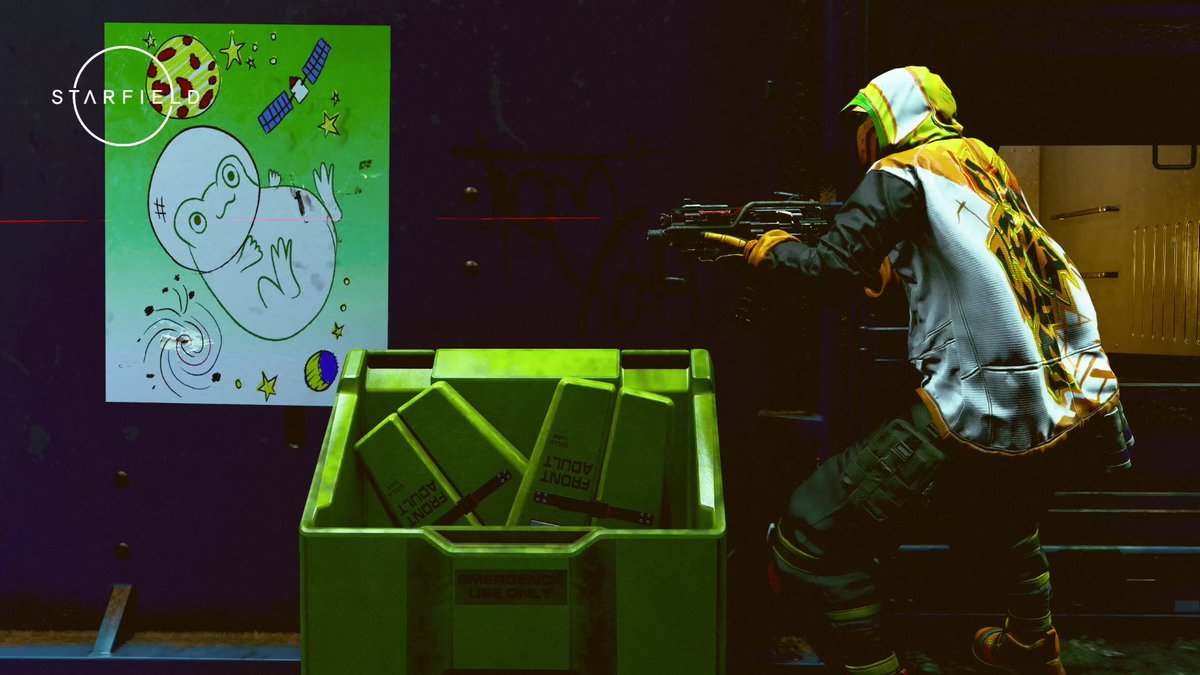 apttAC's tweet photo. #SpaceFrogTuesday 🐸
#SFTUnity 🐸
#SpaceFrogUnity 🐸
タグ他にもあるかな？

ベストショットにも選んだ『戦闘』回で撮ったフォトです📷️💥ディサイプルズが一生敵対しててくれるので演出しやすくて撮影が楽しかったなあ。ファッションも好き

#Starfield
#XboxGamePass 
#CloudGaming https://t.co/eWKcyOmmXb