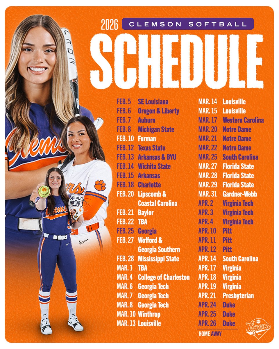 clemsonsoftball's tweet image. Catch your Tigers on the field in 2026!

📰 clemsontigers.com/2026-clemson-s…