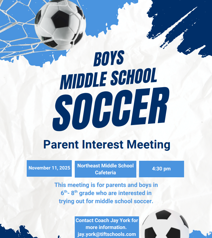 NEMiddle's tweet image. Middle School Boys Soccer Interest Meeting