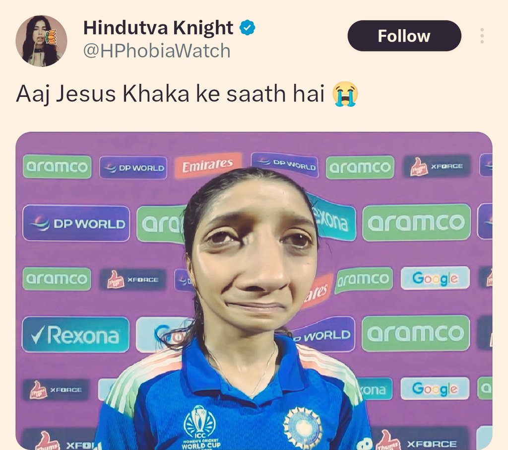 Shasidt's tweet photo. This blatant caste Hindu hostility toward Christians isn’t mere prejudice — it’s outright persecution. Christian-majority nations must act to stop it.
The international Christian community must stand in solidarity and raise its voice now.
#ICCWomensWorldCup https://t.co/FWKM26nAV0