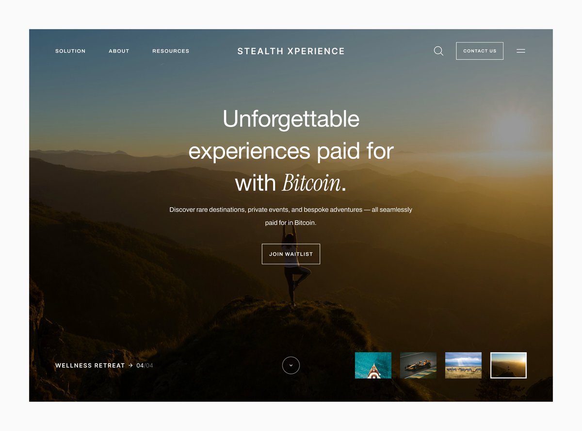 thetimileyin's tweet image. hero section for Stealth Xperience✨✨

#Bitcoindesign