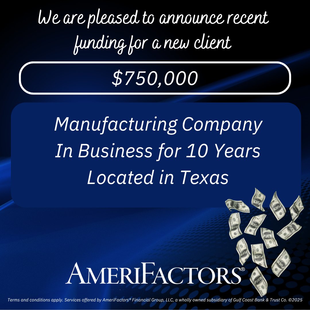 AmeriFactors's tweet image. AmeriFactors provides fast business funding. Contact us for a free quote. AmeriFactors.com
#businessfunding #accountsreceivablefinancing #cashflow #fastfunding #loanalternative #factoring #workingcapital #success #amerifactors