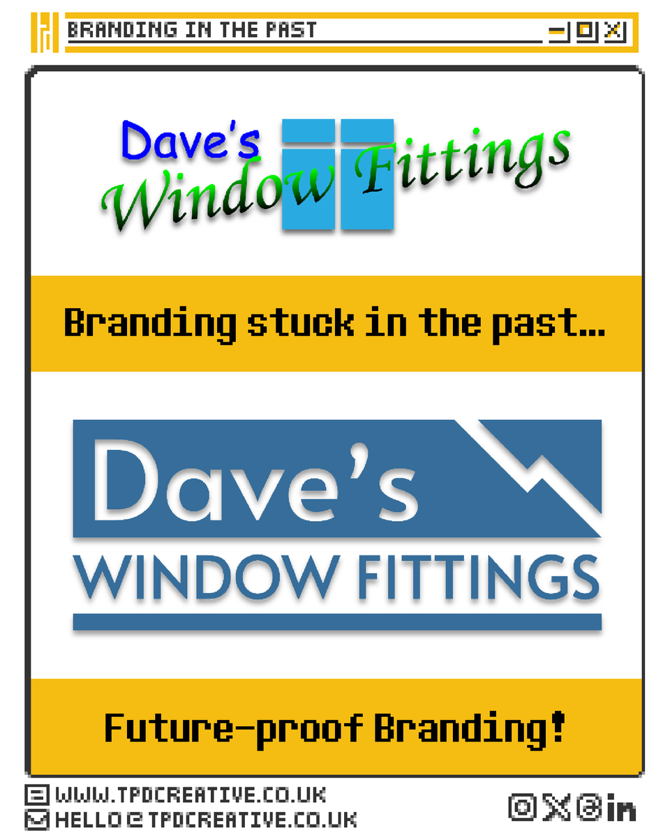 TPD_Creative's tweet photo. Don’t let your branding get stuck in the past!

Some logos truly stand the test of time, but most don’t. If your branding looked “modern” once and hasn’t been touched since, it’s time for a rebrand.

[DON’T LET YOUR MARKETING GET STUCK IN THE PAST] https://t.co/jbVXqEA6TE