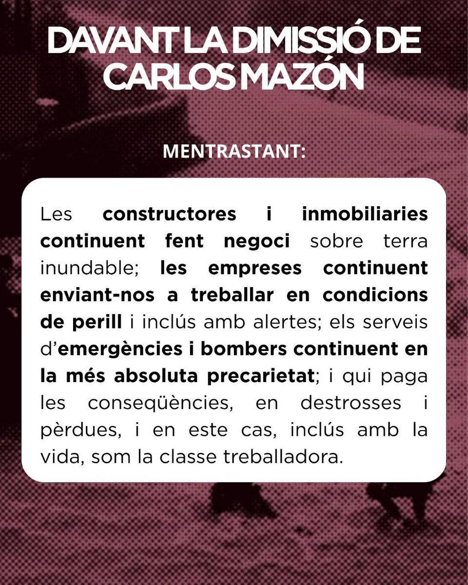 Comunicat relatiu a la dimissió de Mazón, una victòria simbòlica que no canviarà res si no s'acompanya de canvis profunds.

👇🏼👇🏼👇🏼