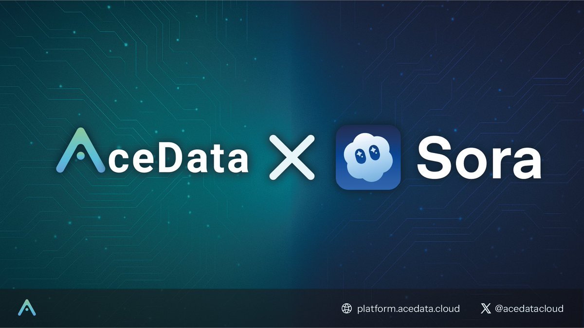 acedatacloud's tweet image. Ace Data Cloud now supports Sora-style character-based video generation! 🎬

Upload a character reference video using character_url and bring your custom character to life.

Only the best APIs, powered by ACE. ⚡️

platform.acedata.cloud/documents/sora…

$ACE | platform.acedata.cloud