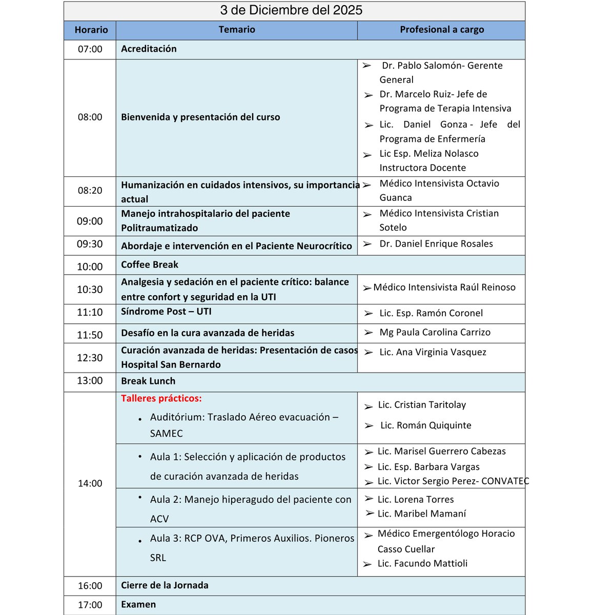 📌“REFORZANDO CONOCIMIENTOS DE ENFERMERÍA EN CUIDADOS CRÍTICOS"
La Residencia de Enfermería en Cuidados Críticos invita a todos los profesionales de Enfermería de la provincia de Salta a participar del Tercer Encuentro: Reforzando Conocimientos de Enfermería en Cuidados Críticos.
