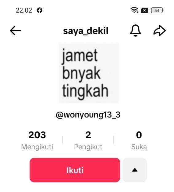 Titipan 💙 temen temen boleh minta tolong laporin akun ini ga di tiktok? soalnya dia pake poto profil aku, padahal kita ga kenal sama sekali. 10 orang aja laporin semoga bisa hilang akunnya 😓 TIA