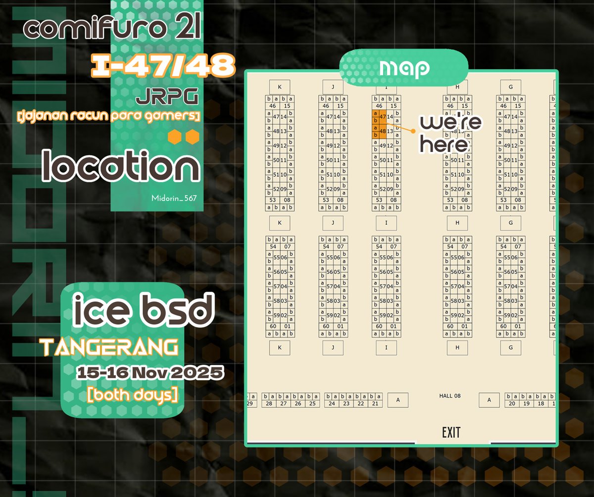 Midorin_567's tweet image. (Indonesian-specific post)
(RT/React sangat diapresiasi)
Katalog Midorin_567 Comifuro 21 (2/2)

- Booth: JRPG
- No.Booth: I-47/48 [Both days]
- Fandom: Uma Musume, Umineko, Higurashi, Subarashiki Hibi, Hololive, Mouthwashing

#comifuro21 #cf21catalogue