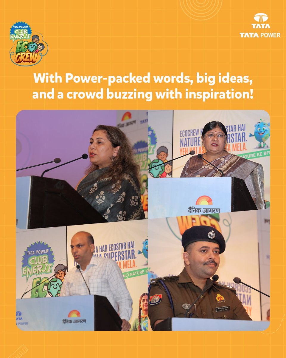 TataPower's tweet image. A day filled with insightful speeches, exciting moments, and impactful discussions! 

Swipe through the highlights from our Tata Power X Dainik Jagran event and relive the magic. 

#EventHighlights #EcoCrew #DainikJagran #TataPowerEcoCrew #Sustainability #EcoEvent #GreenFuture