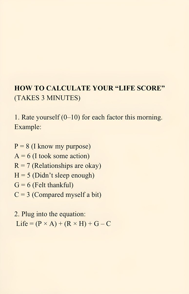 feelgoodquotesb's tweet photo. What's your Life Score? 🧮

I've created a simple 3-minute equation that tells you exactly where you stand—and how to improve. It combines both science and soul.

DM to grab your copy today!

#LifeScore #TheLifeEquation #SelfImprovement #PersonalGrowth #Mindfulness #Purpose https://t.co/dqI1mrQgQP