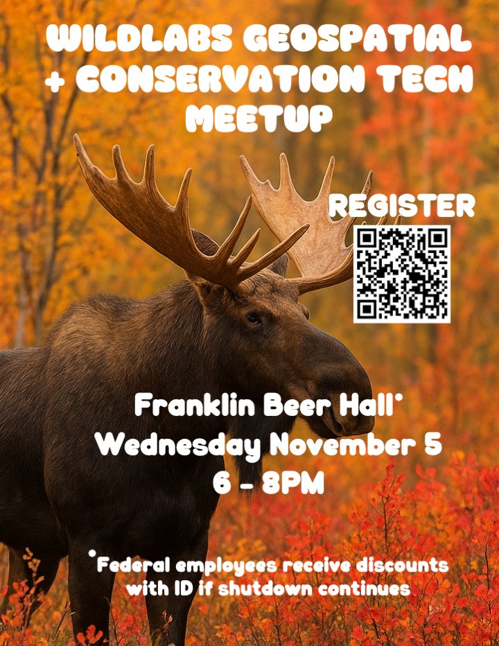 CatherineMBreen's tweet image. For anyone in the DC area, WILDLABS Geospatial will have a meetup on Wednesday Nov 5 at Franklin Beer Hall! Spread the word and register so we can get a headcount!