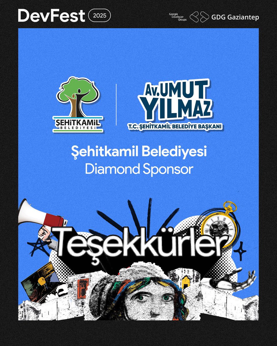 💎 DevFest’25 Diamond Sponsorlarımız: 

Şehitkamil Belediyesi ve Av. Umut Yılmaz
Destekleriyle etkinliğimize güç, değer ve ilham kattılar. 🚀
Birlikte unutulmaz bir DevFest deneyimi yaşattık 🧡

#gdggaziantep #devfest25 #googledevelopers #googledevfest