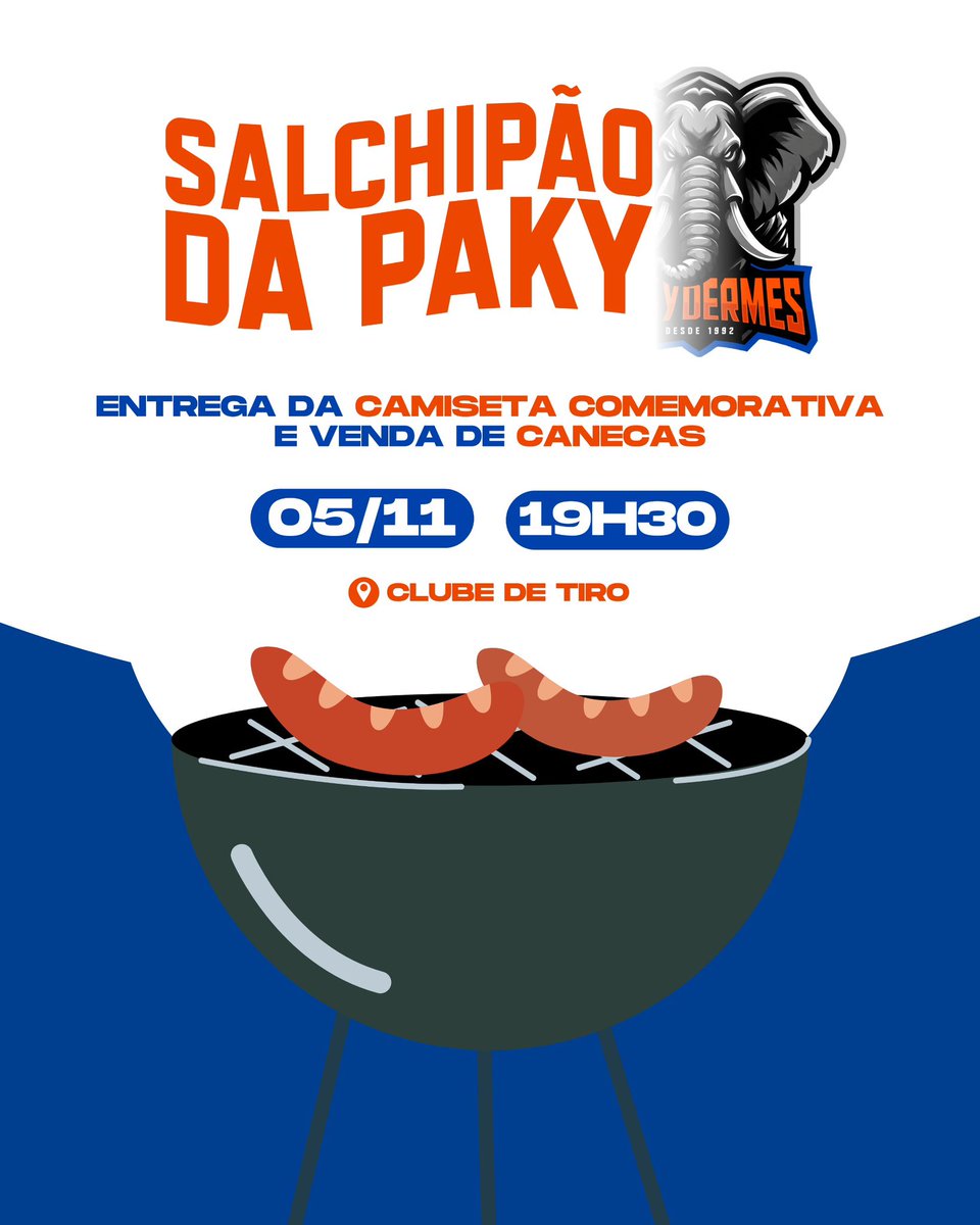 Salchipão da Paky! 🐘
Um encontro para colocar o papo em dia, garantir a tua camiseta comemorativa e curtir com a galera!

Ah, e vai ter venda das canecas também!
📅05/11 
🕢19h30
📍Clube de Tiro - Rua Emílio Teixeira Borges, bairro São José

Vem com a gente curtir esse momento.