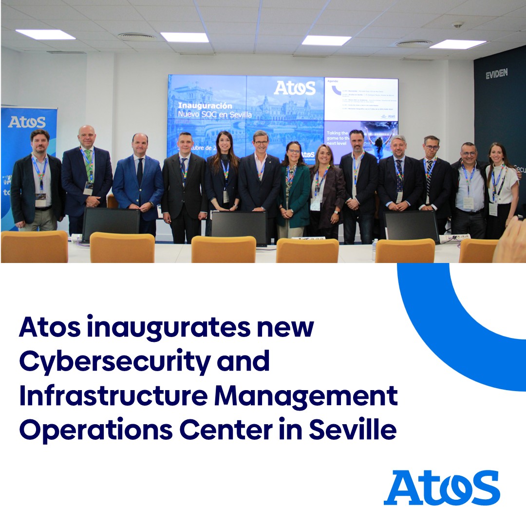 Atos's tweet photo. 🌟 Atos is proud to announce the opening of its Modern Security Operations Center (MSOC) in Seville, reinforcing our commitment to cybersecurity and innovation in Spain ➡️ https://t.co/P48T9WjyGT
#Cybersecurity #Innovation #MSOC #SOC #Sevilla https://t.co/L1nolViJF0