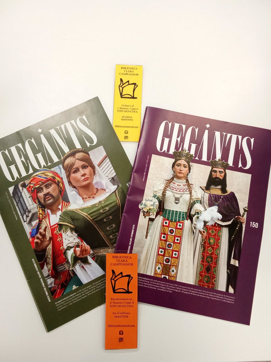 Hui <a href="/GegantsMoncofa/">GegantsMoncofa</a> hem entregat a la #biblioteca de #Moncofa  els números 140 i 150 de la #revistagegants