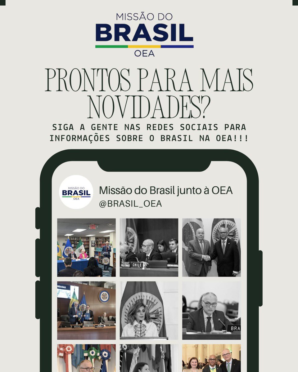 🗣️Não perca as novidades sobre o Brasil 🇧🇷 na OEA! Siga a gente nas redes sociais 📲