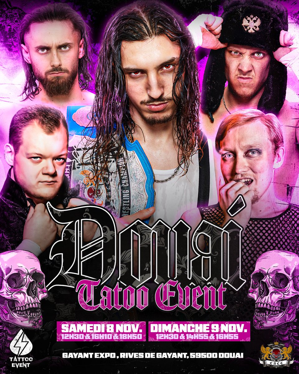 📣 Rendez-vous les 8 et 9 novembre au Tattoo Event Douai à Gayant Expo 🔥

Avec la présence de :
✨ TLB
✨ Isaac Machado
✨ Léon Vigoureux
✨ Coda Reznov
✨ Maxxy

… et bien d’autres encore 👀

🎟️ : tattoo-event.com/douai/