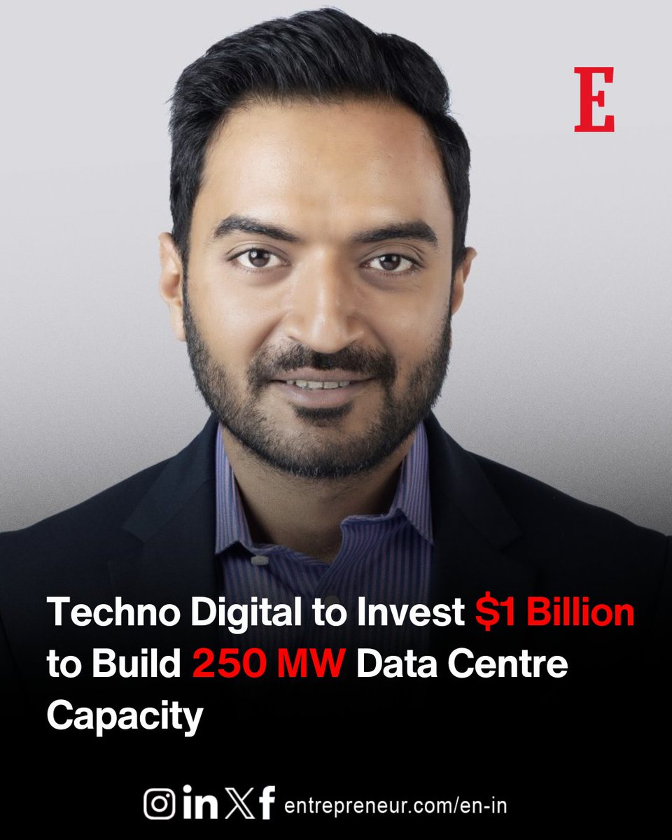 EntrepreneurIND's tweet image. #IndiaTech

Techno Digital, the data center arm of BSE-listed Techno Digital and Electric Company, plans to invest nearly $1 billion to expand its total data center capacity to 250 MW by 2030-32.

This expansion combines large-scale facilities with a network of 100 edge data…