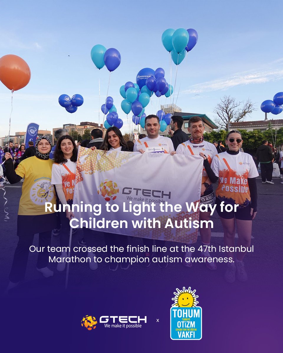 GTechTR's tweet photo. As GTech, we are incredibly proud of our team, who ran for the Tohum Otizm Vakfı (Tohum Autism Foundation) at the 47th Istanbul Marathon. https://t.co/FrFb61Fv5J