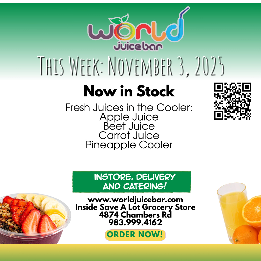 WJB Weekly: Now in stock at  $5 FRESH bottled juice! 🍏🥕🍍🥤 Get your fix of Apple, Carrot, Pineapple Cooler, and Beet flavors before they sell out. #FreshJuice #HealthyChoices #WJBWeekly #LimitedTimeOffer 🌟