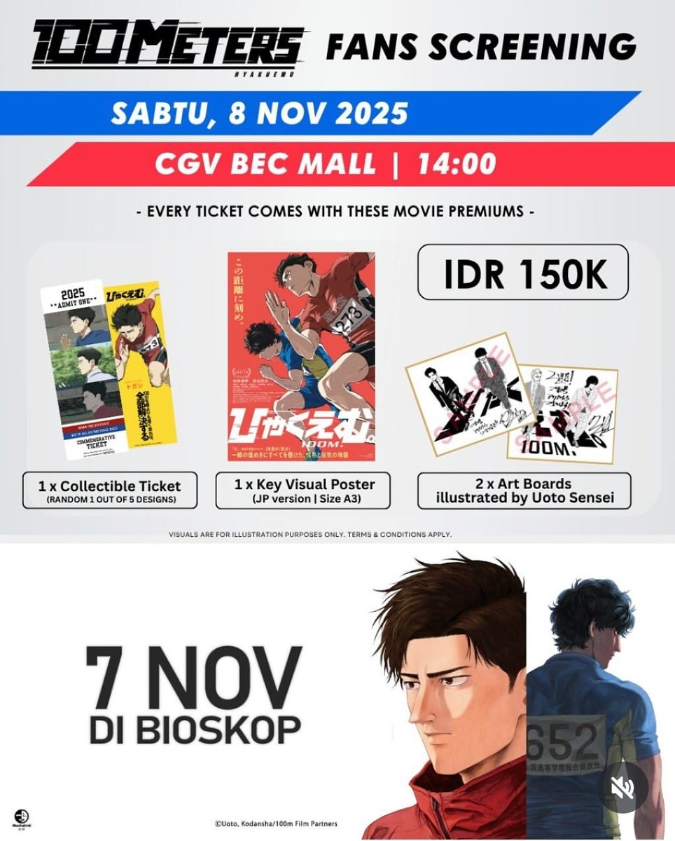 dohyeoen's tweet photo. wts / open jastip cgv fans screening 100 meters 8 nov 2025

💰 160k inc pack exc adm
✅ shopee
📍 bdg

t. jasa titip collectible ticket merchandise merch official want to sell film poster art board uoto fs 100m togashi komiya https://t.co/RMOwtYavew