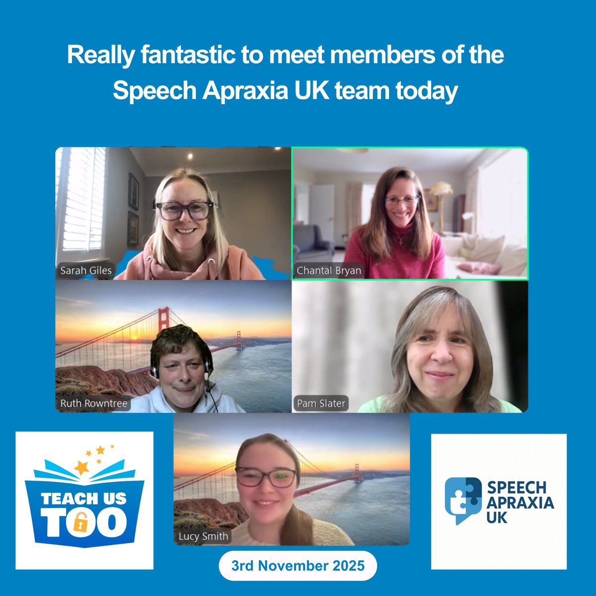 TeachUsToo's tweet image. A great start to the new half-term! 
We loved connecting with @SpeechApraxiaUK — collaboration is key to changing assumptions and promoting literacy &amp;amp; communication for all.
#PresumePotential #TeachUsToo #LiteracyForAll