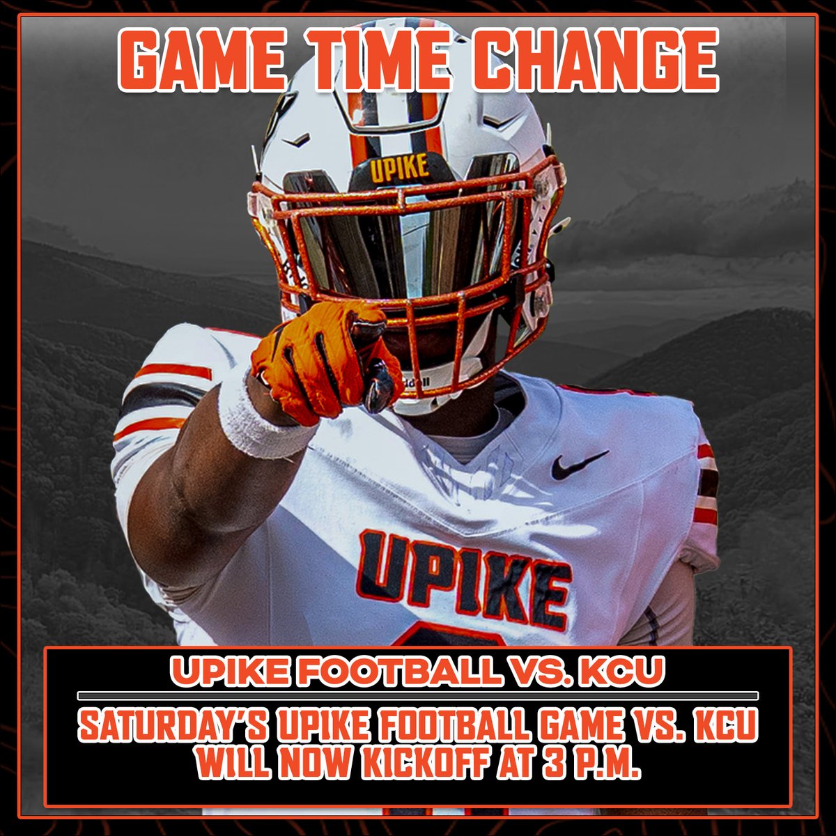 UPDATE: Saturday's <a href="/UPIKEFOOTBALL/">UPIKE FOOTBALL</a>  game vs. KCU will kickoff at 3 P.M. at Hambley Athletic Complex 🐻🏈