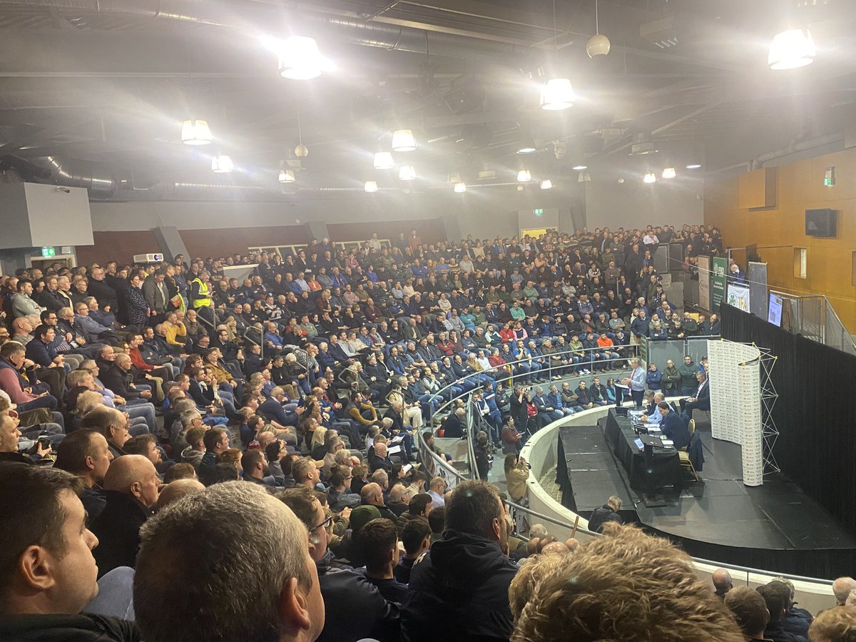 Huge crowd inside and outside the main ring at Corrin mart Fermoy for <a href="/IFAmedia/">Irish Farmers' Association</a> national meeting on Nitrates Derogation. Turnout reflects the importance of retaining this key EU policy measure for Irish agriculture.