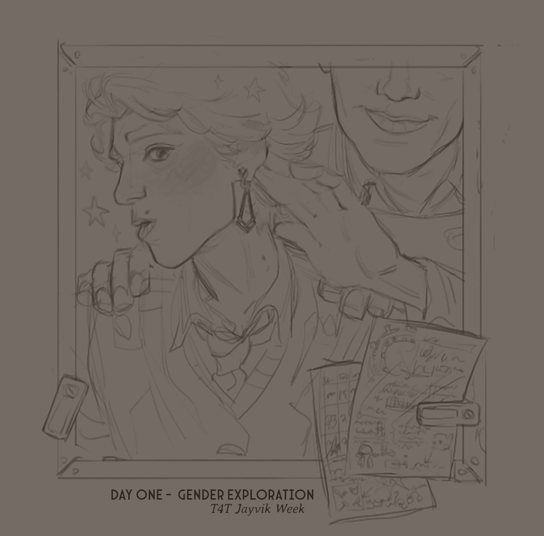 Day one - Egg Cracking, Gender Exploration
#t4tjayvikweek
Being transgender often comes with a complicated relationship with mirrors, but a lot of it can be good, too. It's where you find that first glimpse of yourself :)