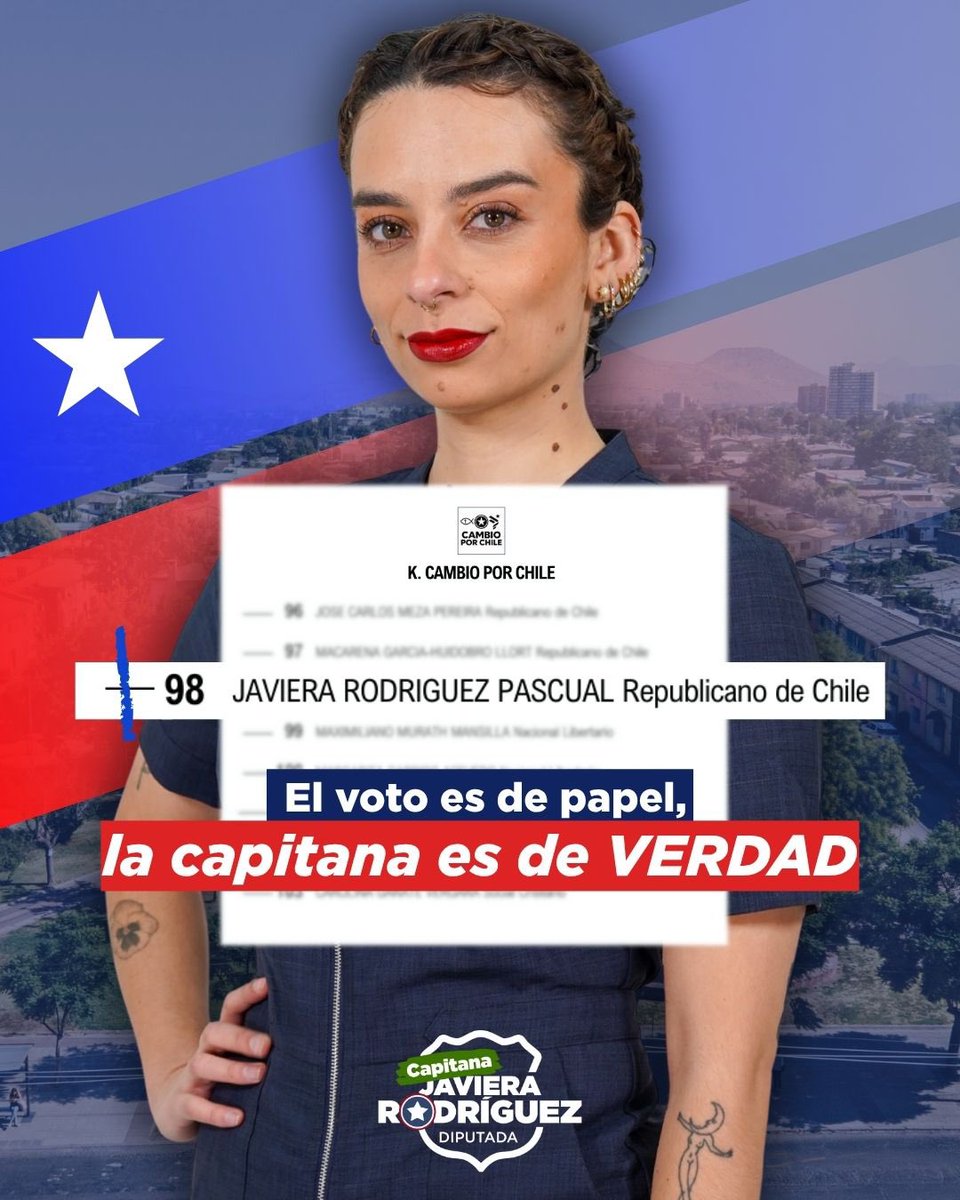 capitanarod's tweet photo. Para Cerro Navia, Conchalí, Independencia, Huechuraba, Lo Prado, Renca, Recoleta y Quinta Normal, vamos por la K-98! JAVIERA RODRÍGUEZ (difunda, comparta y vote 🇨🇱). https://t.co/FOTv7OvhZ9