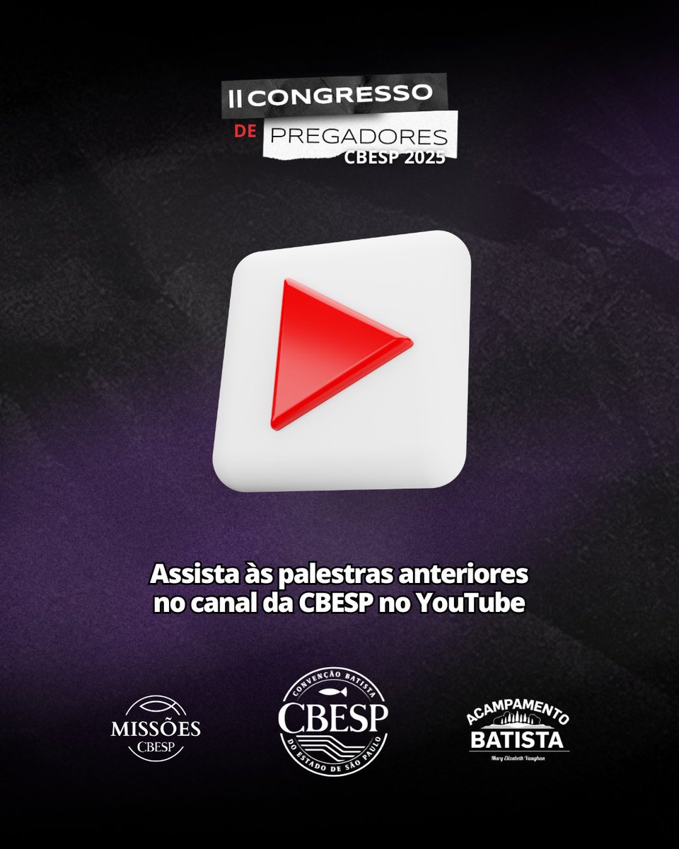 cbesp's tweet photo. No próximo mês, @CBESP realiza II Congresso de Pregadores CBESP 2025. Para atender bivocacionados será no 1º fim de semana. Facilitadores são Emanuel Uchôa, Luciano Santágueda e William Quintela. Preço subsidiado. INSCRIÇÕES 
https://t.co/J9k541y2k2

#CBESP #denominaçãobatista https://t.co/mkU6IPe9JX