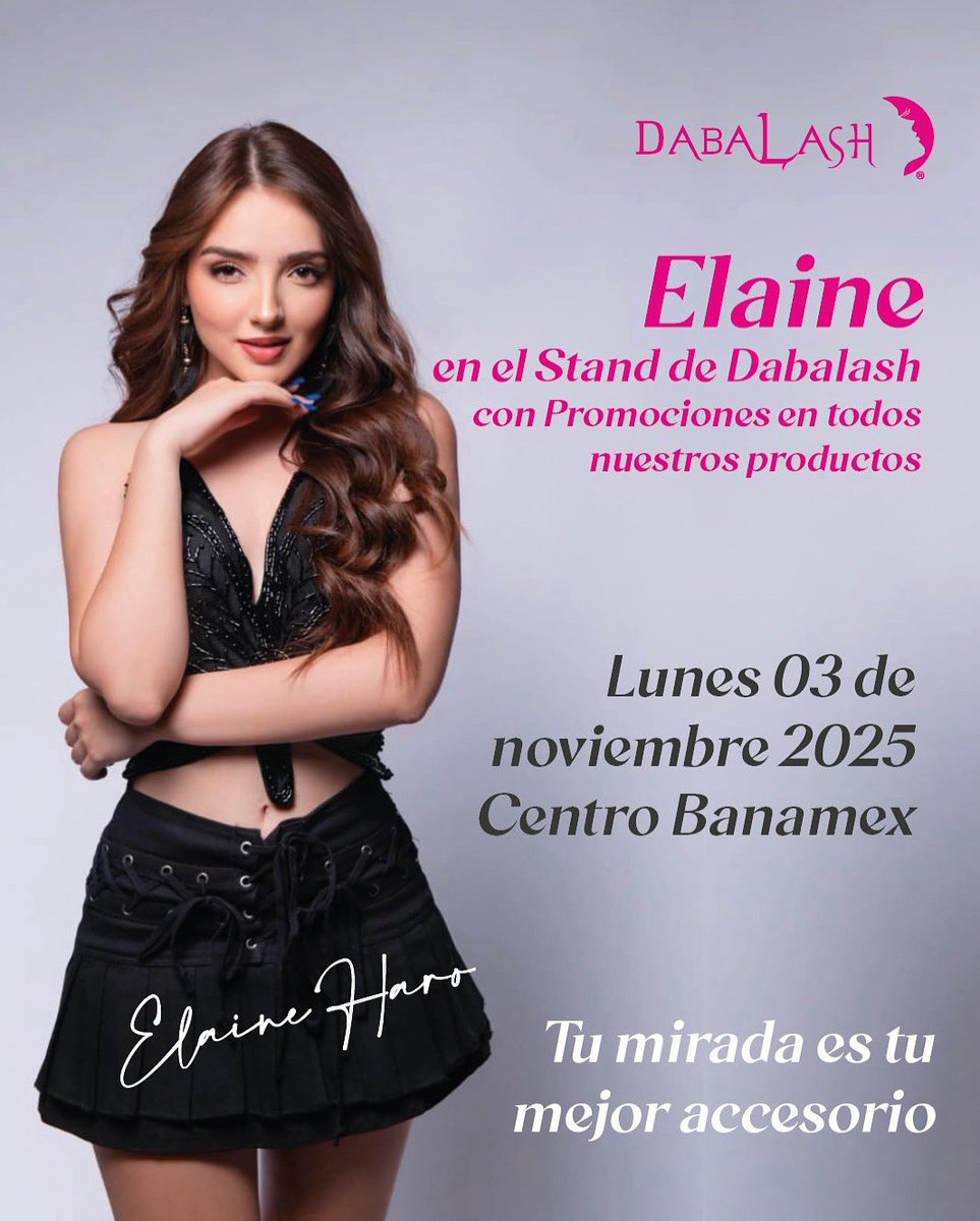 dabalash's tweet image. ¡ @elaineharomusic en el Stand de Dabalash dentro de @expobeautyshow ! 🤩🤩🤩🤩

Acompáñanos este Lunes 3 de noviembre en @centrobanamex en CDMX y aprovecha nuestras increíbles promociones por Expo ✨

¡Te esperamos para que le digas al mundo: Son Mías! 

#Elaine #Ebs #lashes