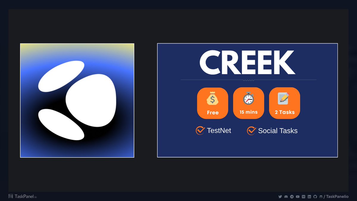 taskpanelio's tweet image. Creek Airdrop Tasks 🪙

Join the incentivized testnet (Beta) for Creek, the gold-backed stablecoin protocol on the Sui network!

Collect &quot;Auro Points&quot; by completing all testnet and social tasks to secure your spot for the airdrop.

📝 Tasks: Testnet, Social Tasks, Check-in 
💰…